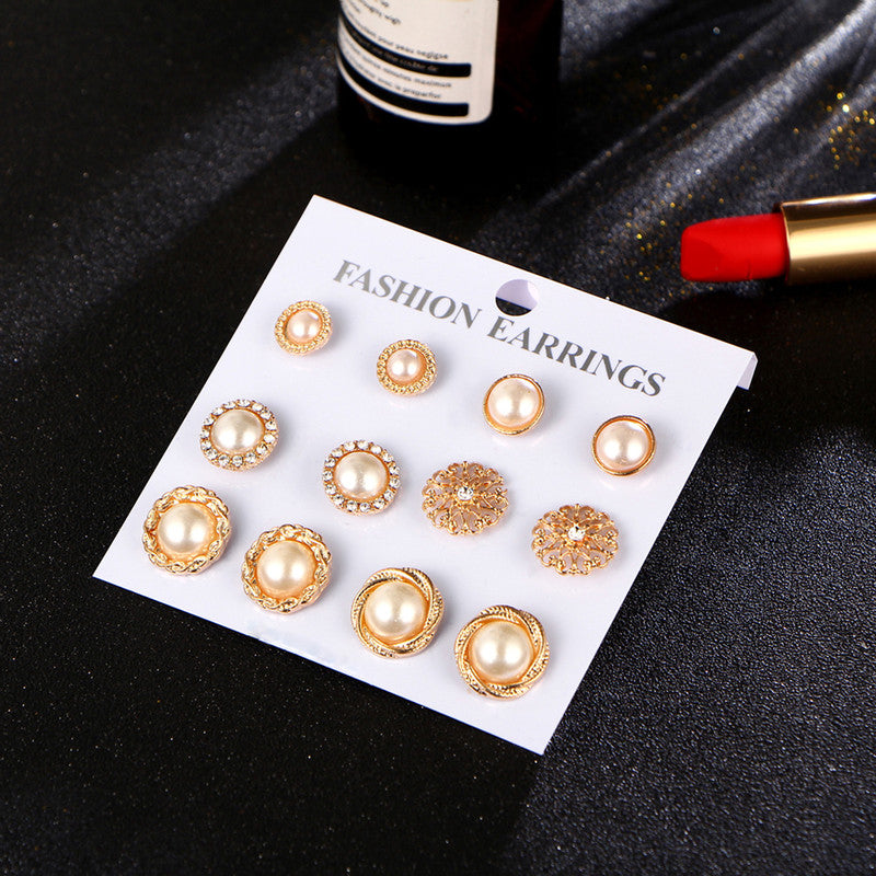 Gold Plated Geometric Stud Earrings For Women