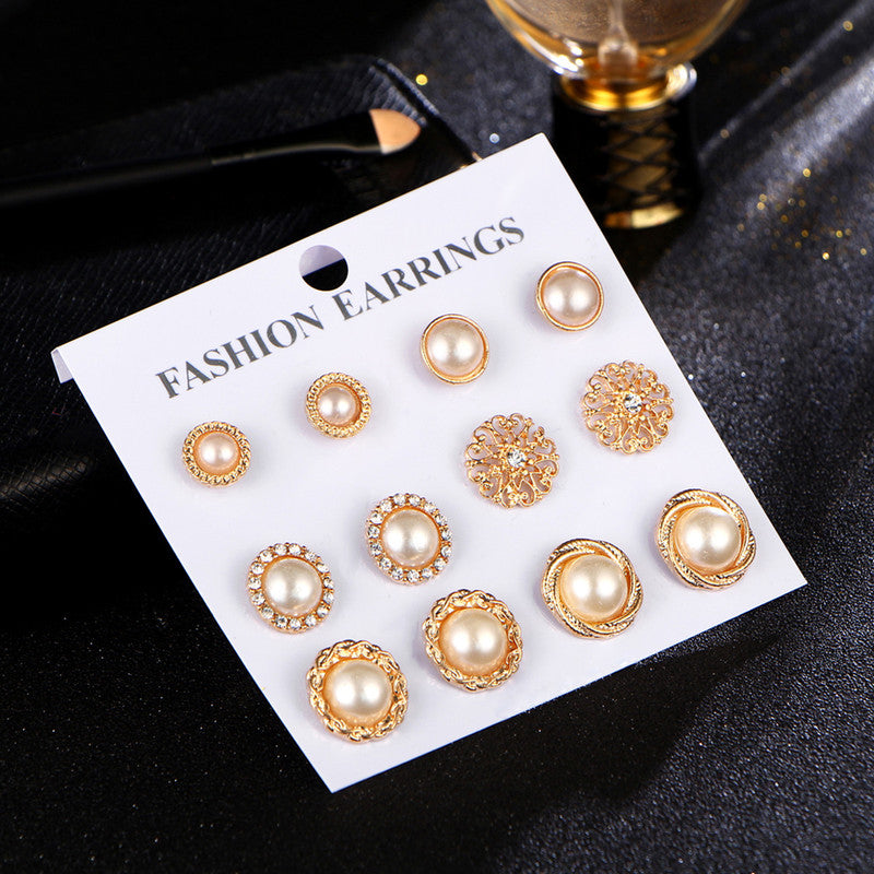 Gold Plated Geometric Stud Earrings For Women