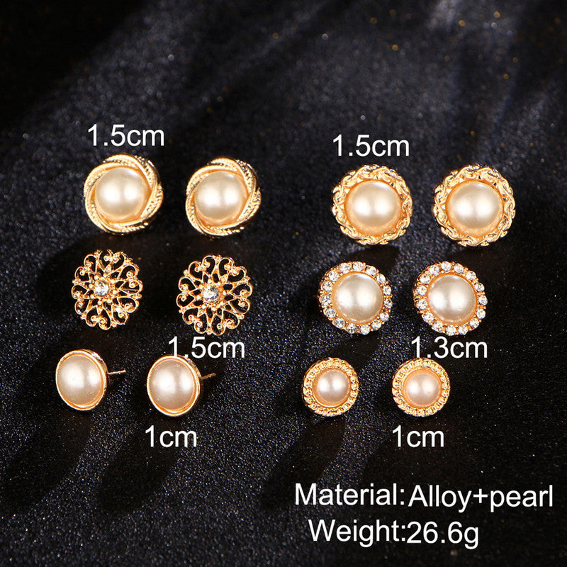 Gold Plated Geometric Stud Earrings For Women