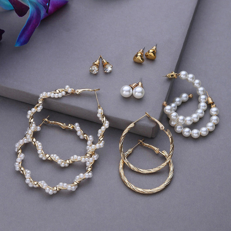 Gold Plated Geometric Stud and Hoop Earrings For Women