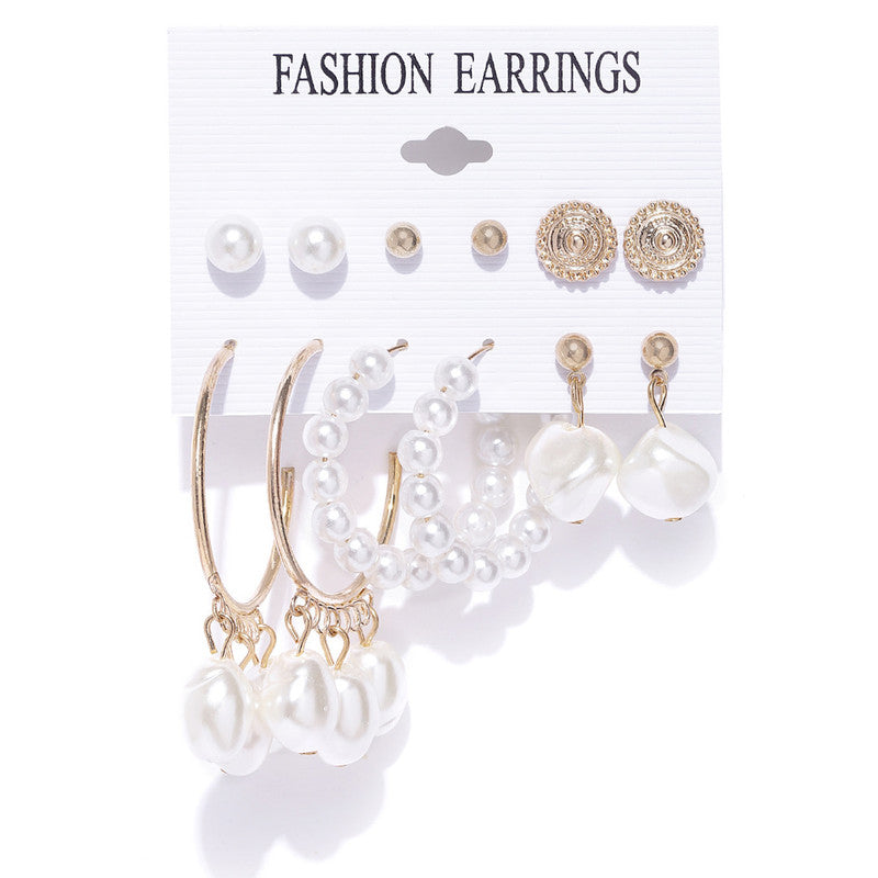 Gold Plated Geometric Stud and Hoop Earrings For Women