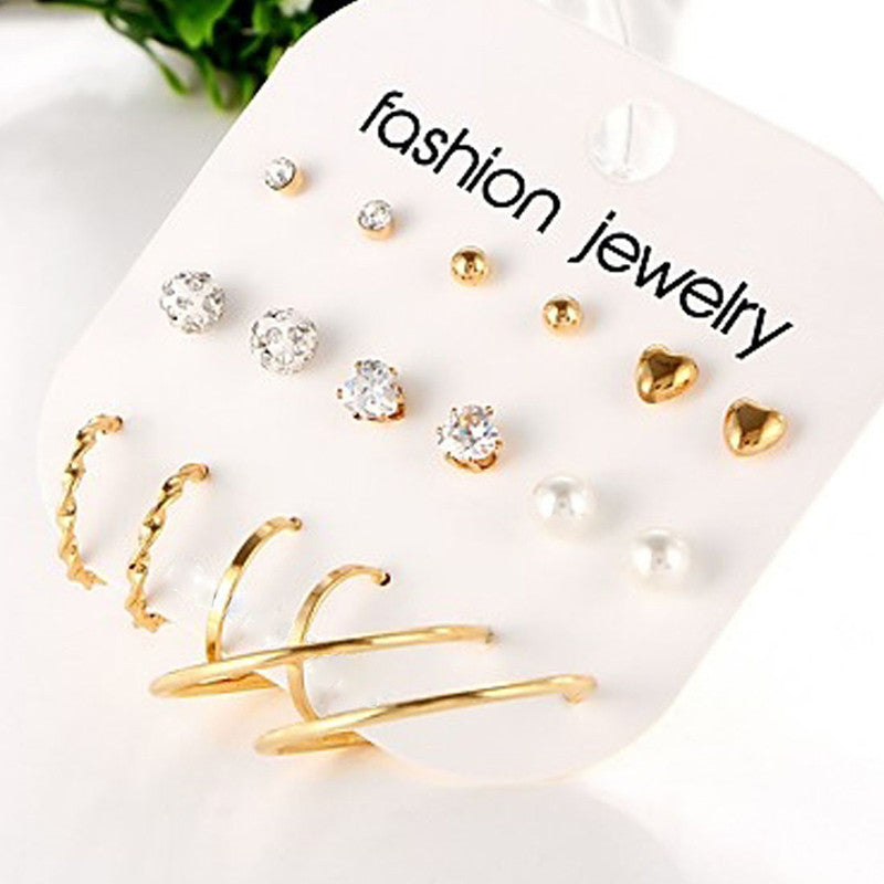 Gold-Toned- Gold Plated Pearl Studded Earrings Combo For Women - MySmartBazaar