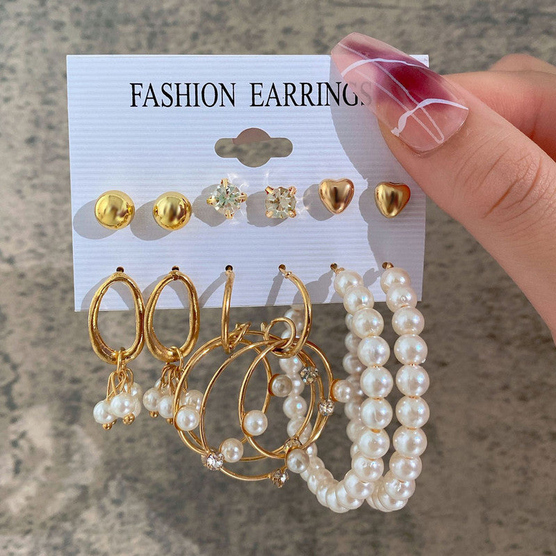 Stunning Pearl and AD Gold Plated Earrings For Women