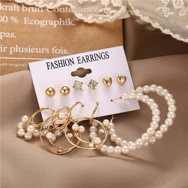 Stunning Pearl and AD Gold Plated Earrings For Women