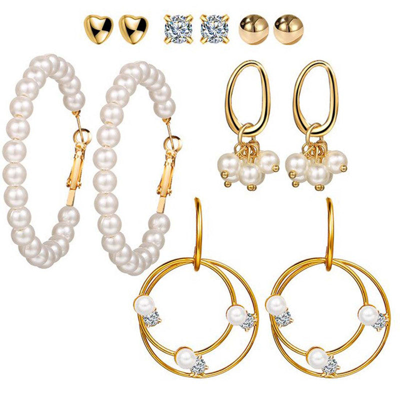 Stunning Pearl and AD Gold Plated Earrings For Women