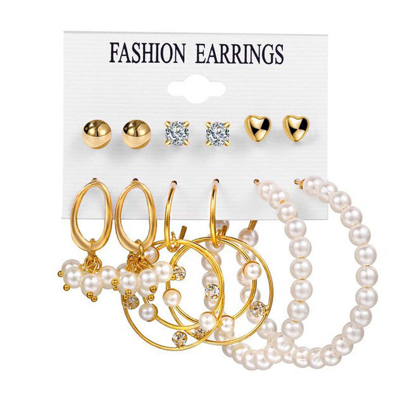 Stunning Pearl and AD Gold Plated Earrings For Women