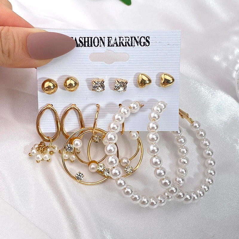 Stunning Pearl and AD Gold Plated Earrings For Women