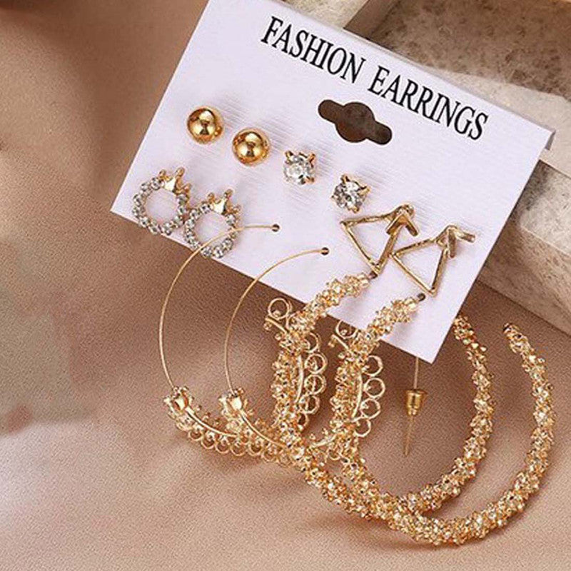 Wonderful AD Geometric Gold Plated Earrings For Women