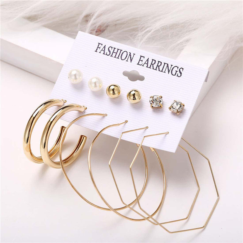 Swanky Pearl and AD Gold Plated Earrings For Women