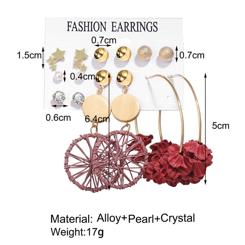 Multi-colour Wonderful Pearl and AD Multi Designs Gold Plated Earrings For Women