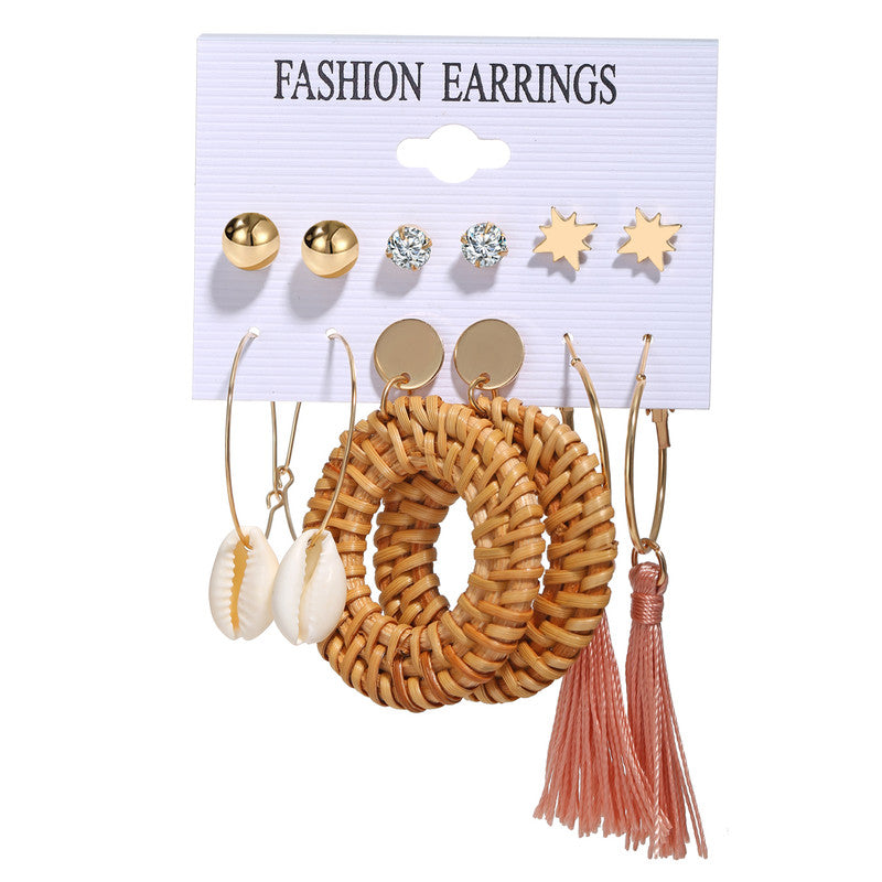 Multi-colour Exquisite AD Thread Design Gold Plated Earrings For Women