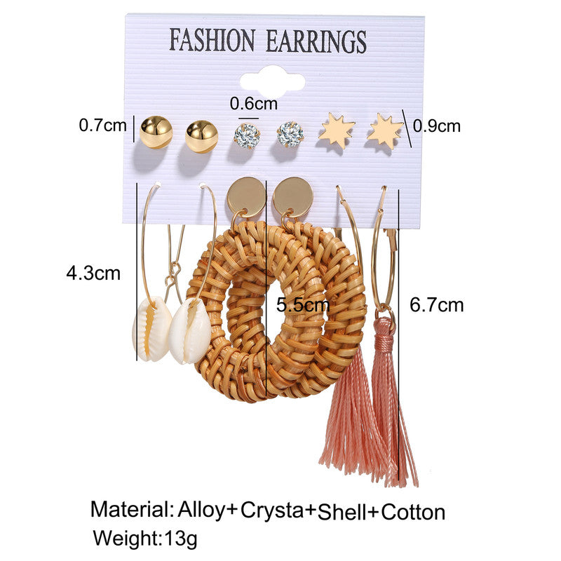 Multi-colour Exquisite AD Thread Design Gold Plated Earrings For Women