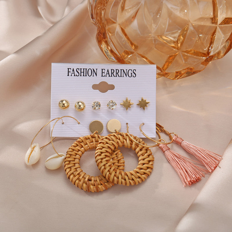 Multi-colour Exquisite AD Thread Design Gold Plated Earrings For Women