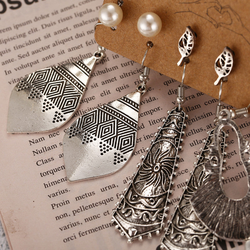 Mysterious Pearl and AD Oxidized German Silver Plated Earrings For Women