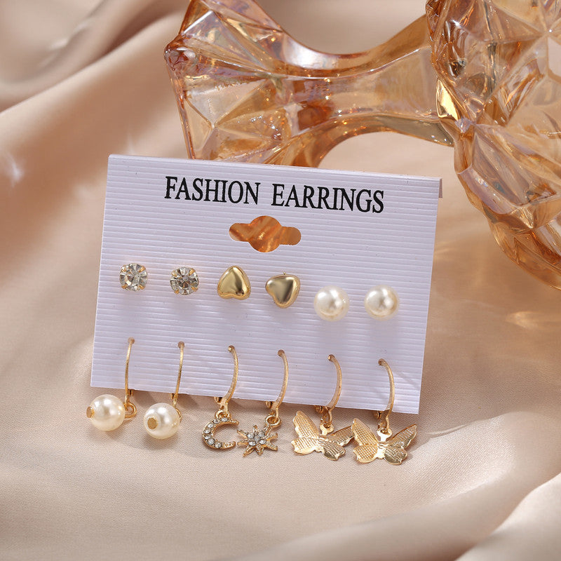 Beautiful Pearl and AD Gold Plated Earrings For Women