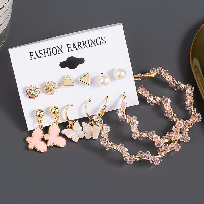 Pink Gold Plated Earrings Combo For Women