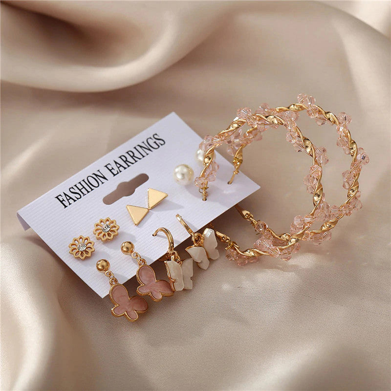 Pink Gold Plated Earrings Combo For Women