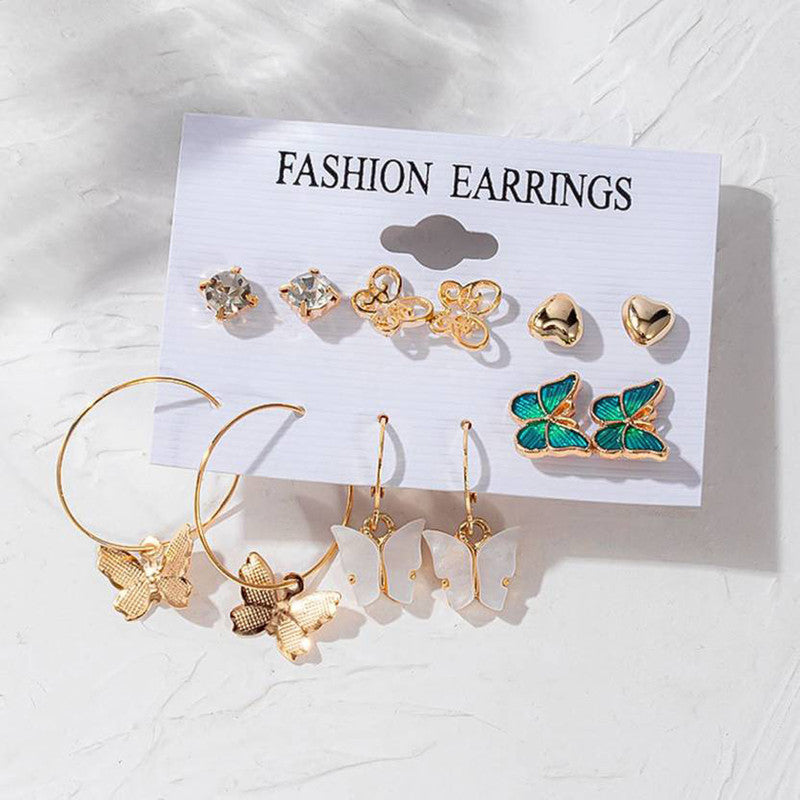 Gold Plated Earrings Combo Pack of 6 For Women