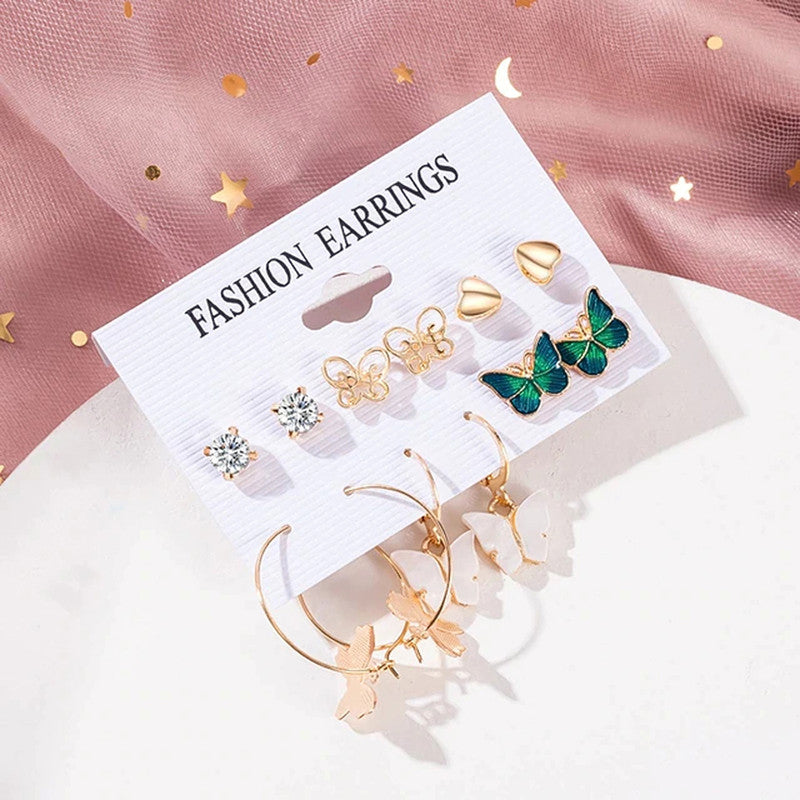 Gold Plated Earrings Combo Pack of 6 For Women