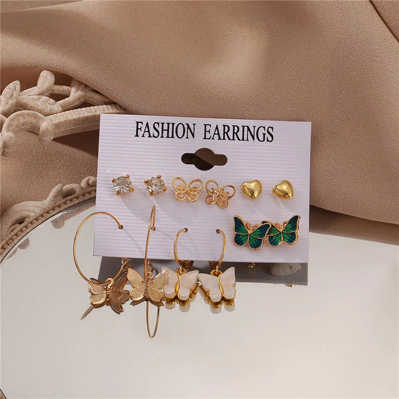 Gold Plated Earrings Combo Pack of 6 For Women