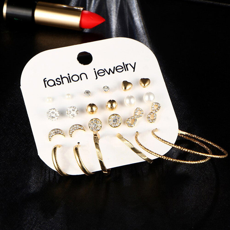 Gold Plated Earrings Combo Pack of 12 For Women