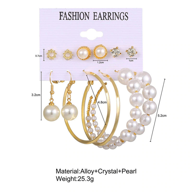 Jewellery Gold Plated Gold Toned Pearl Earrings Combo Set For Women - MySmartBazaar