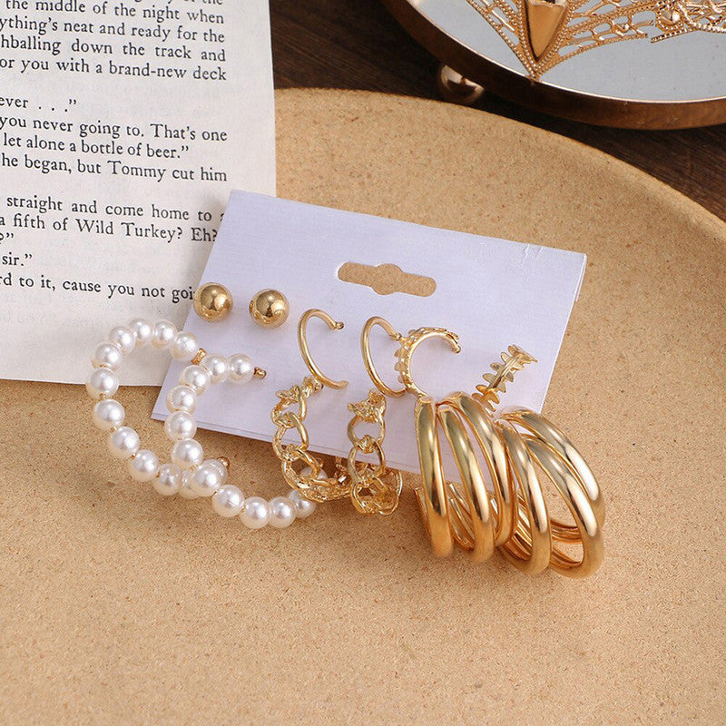 Gold Plated Hoops Earrings Combo For Women and Girls