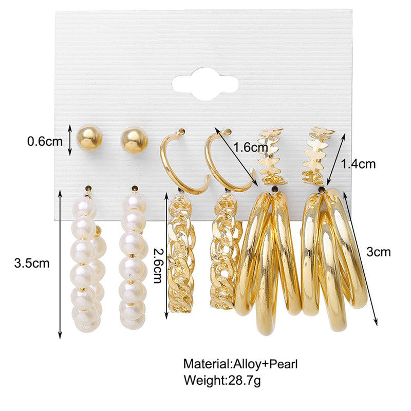 Gold Plated Hoops Earrings Combo For Women and Girls