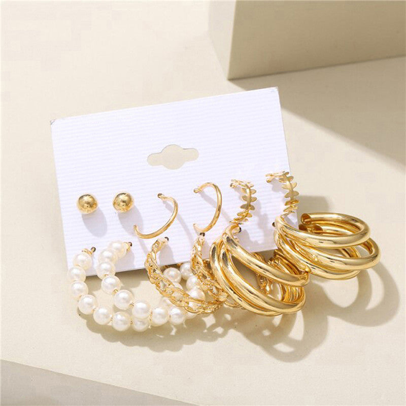 Gold Plated Hoops Earrings Combo For Women and Girls