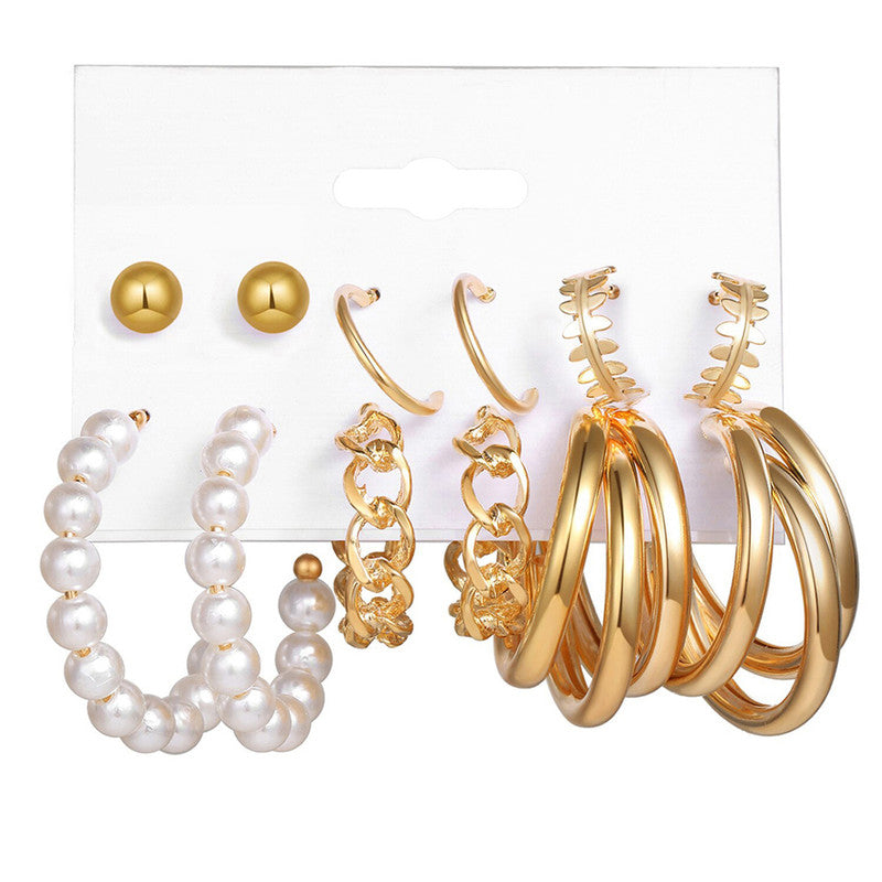 Gold Plated Hoops Earrings Combo For Women and Girls