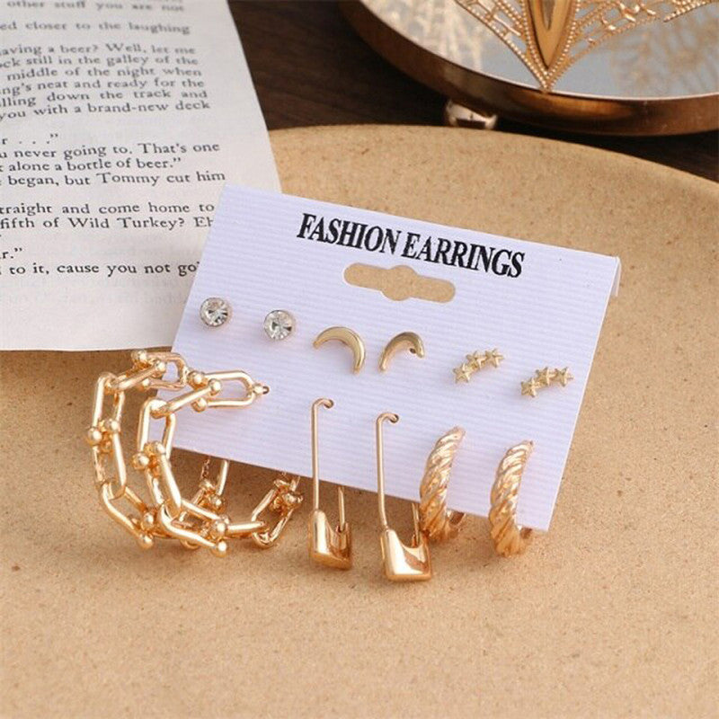 Gold-Toned Classic Earrings Combo of 6 For Women