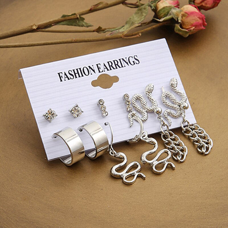 Silver-Plated Drop Earrings Combo of 6 For Women