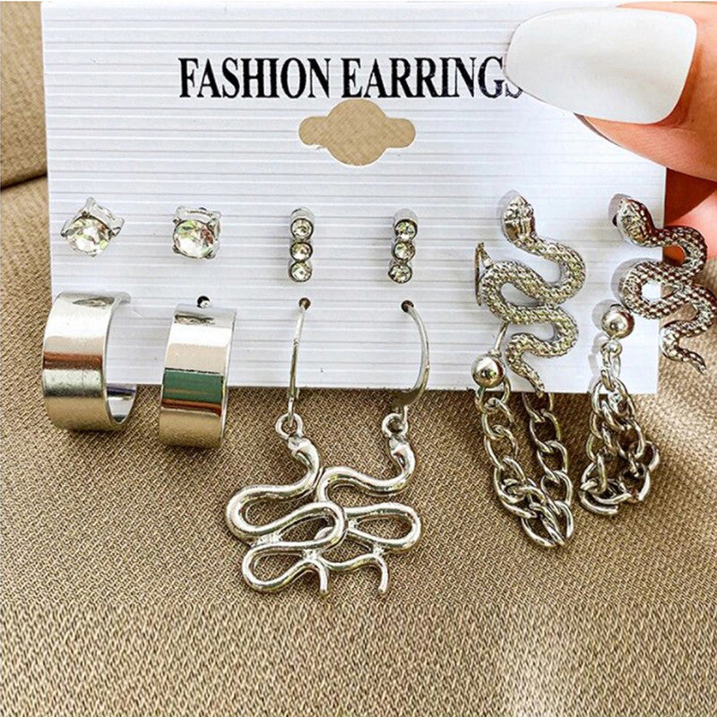 Silver-Plated Drop Earrings Combo of 6 For Women