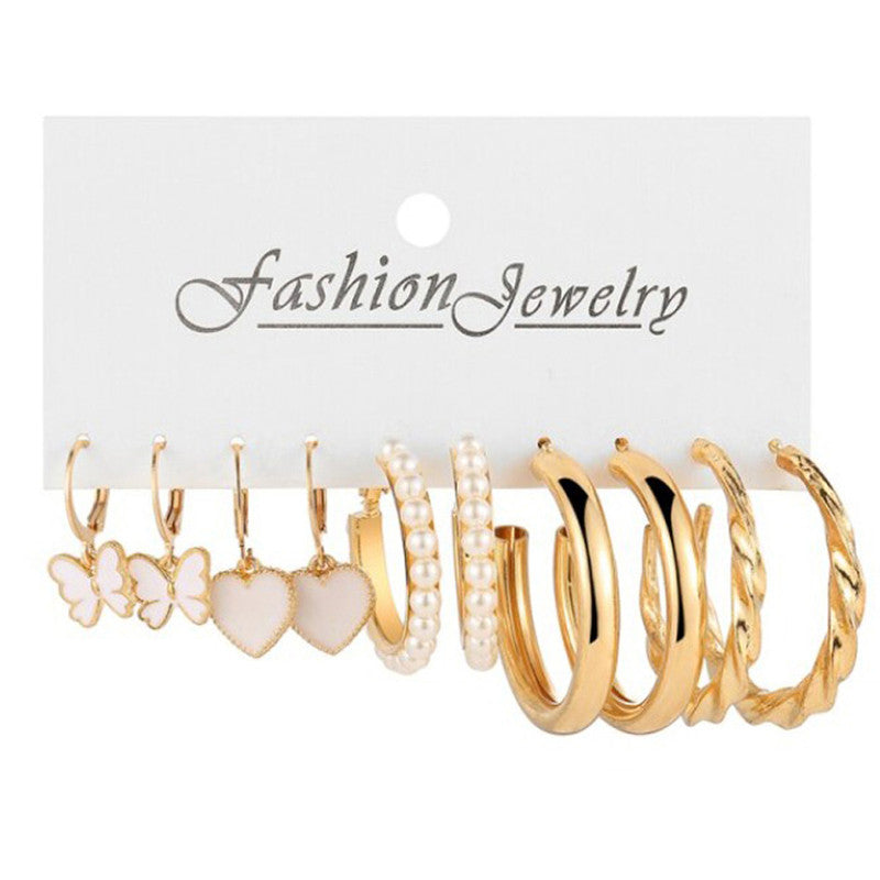 Gold-Plated Hoop Earrings Combo of 5 For Women