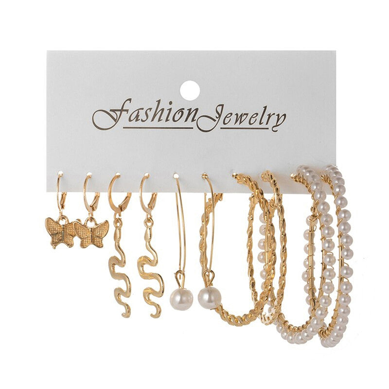 Gold-Plated Hoop Earrings Combo of 5 For Women