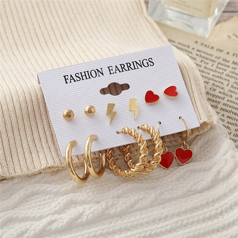 Gold-Plated Hoop Earrings Combo of 6 For Women