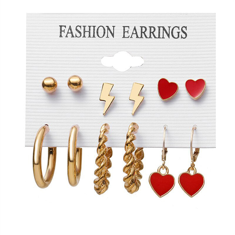 Gold-Plated Hoop Earrings Combo of 6 For Women