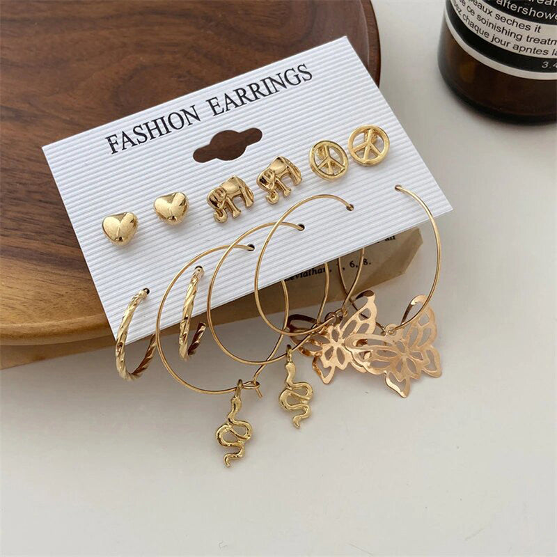 Gold-Plated Hoop Earrings Combo of 6 For Women