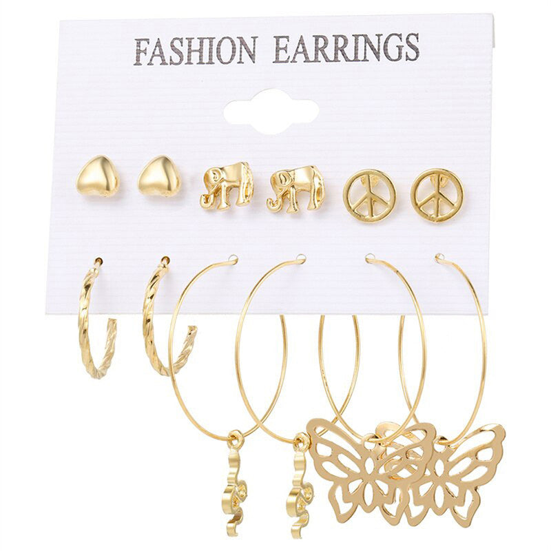 Gold-Plated Hoop Earrings Combo of 6 For Women