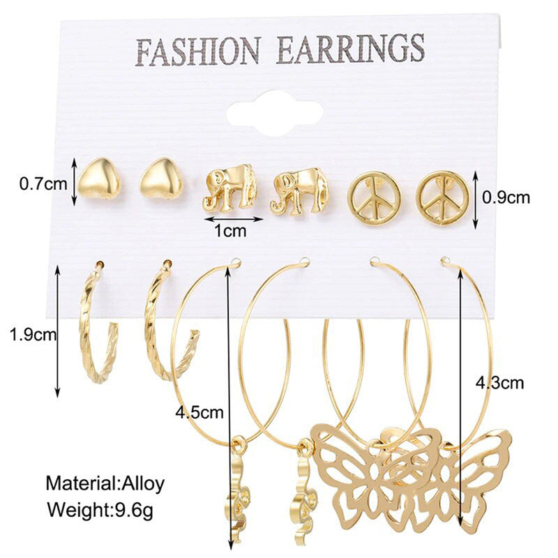 Gold-Plated Hoop Earrings Combo of 6 For Women