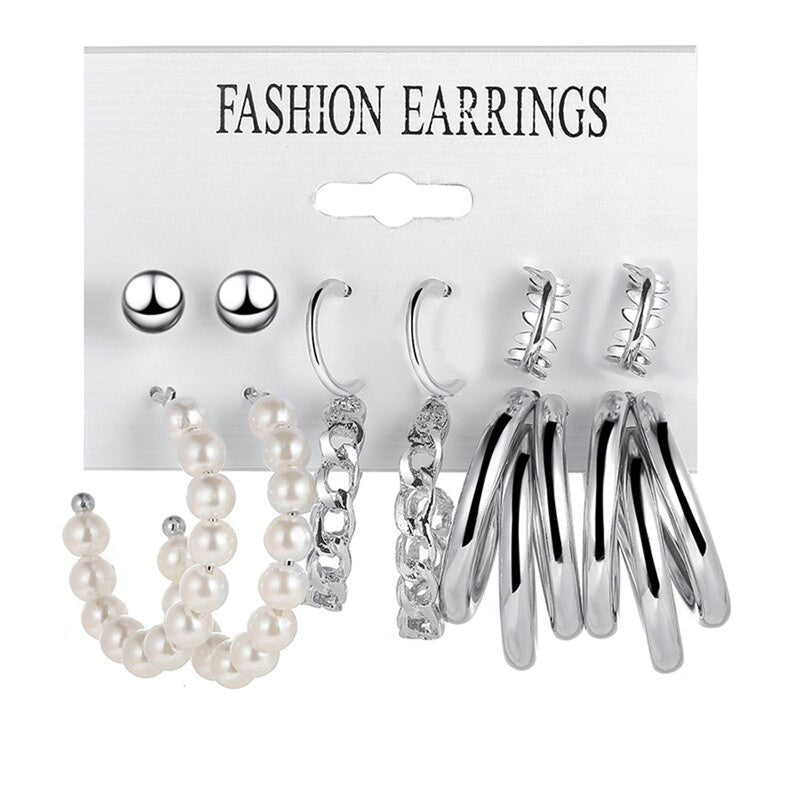 Silver Plated Hoops Earrings Combo For Women and Girls