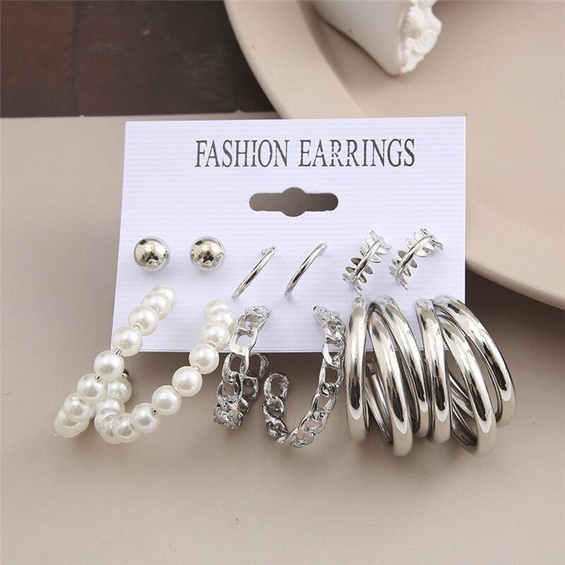 Silver Plated Hoops Earrings Combo For Women and Girls