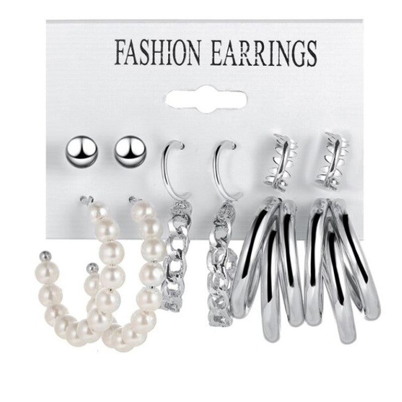 Silver Plated Hoops Earrings Combo For Women and Girls