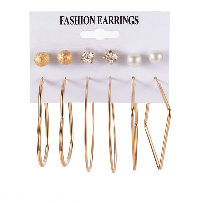 Gold Plated Studs and Hoops Earrings Combo of 6 For Women