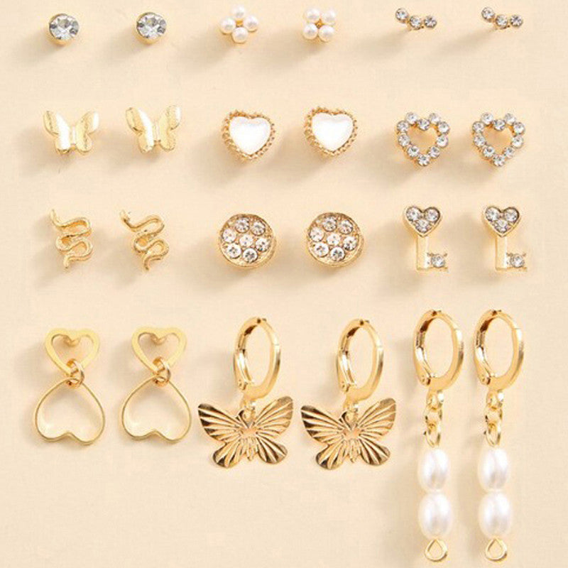 Gold Plated Drop and Stud Trending Earrings Combo of 12 For Women