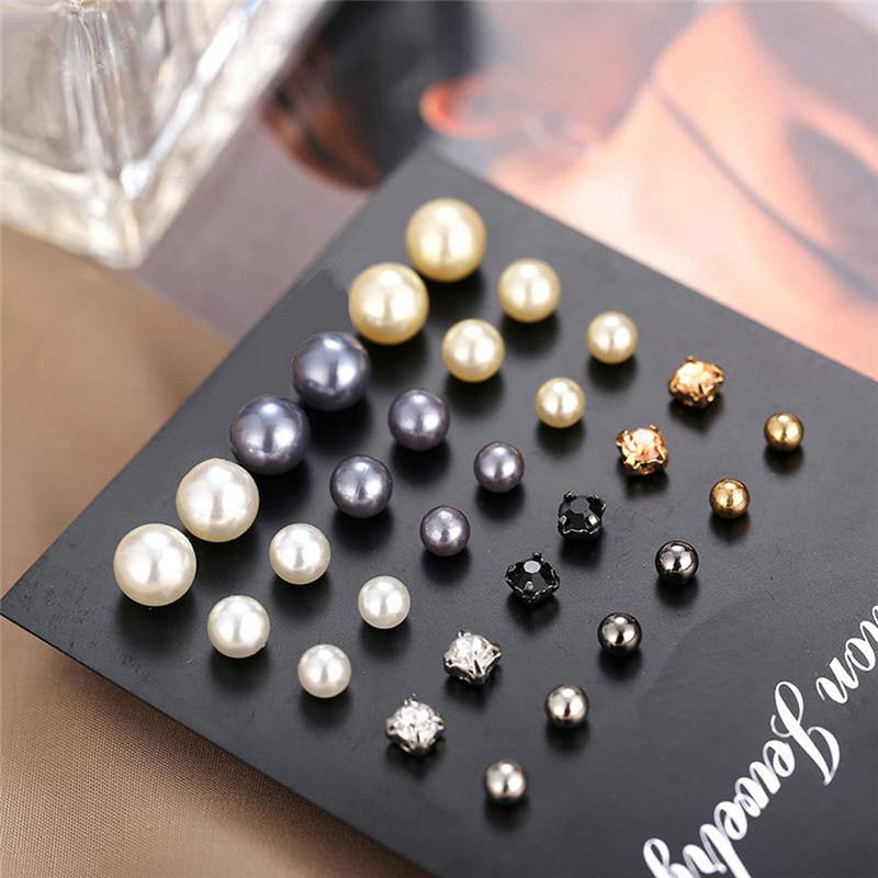 Gold Plated Multicolour Stud Earrings Set of 15 For Women