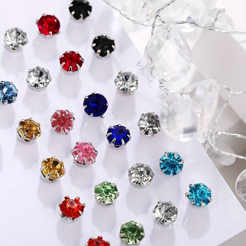 Silver Plated Multicolour Studs of 12 Pair For Women