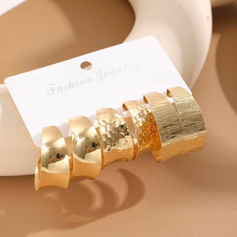 Gold Plated Contemporary Pack of 3 Hoop Earrings Combo For Women