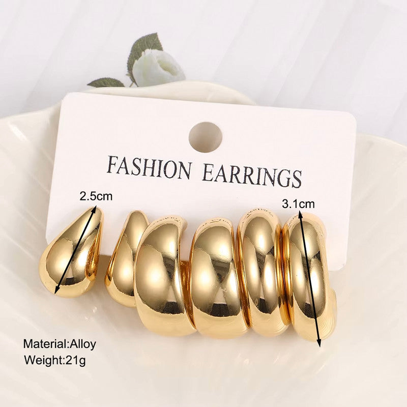 Gold Plated Contemporary Pack of 3 Hoop Earrings Combo For Women