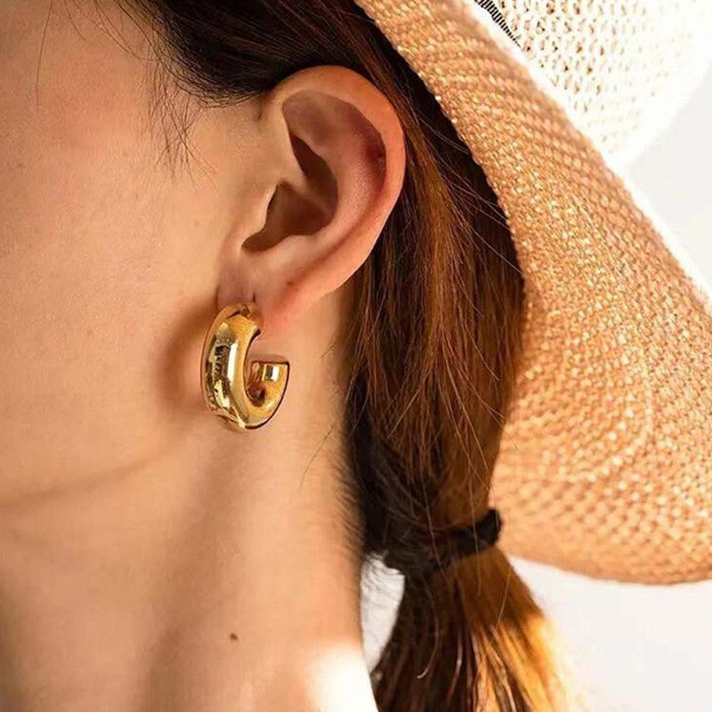 Gold Plated Half Hoop Pair Of 3 Earrings